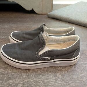 Vans Classic Slip-On Canvas Sneakers in Charcoal Gray